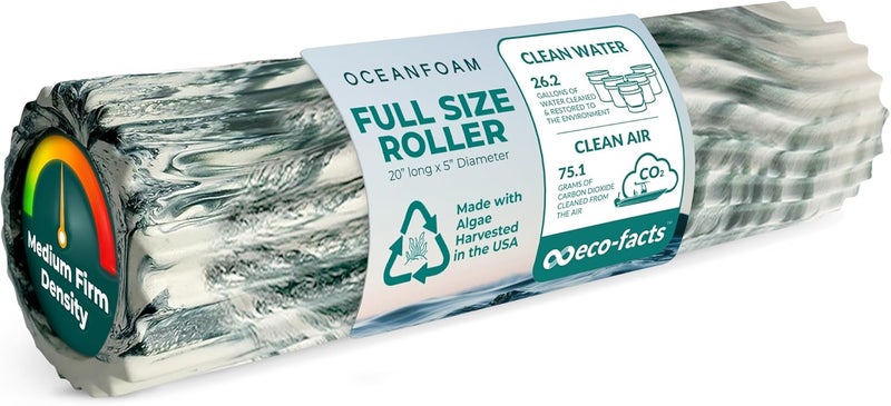 Oceanfoam Tidal Roller - Hunter Marbled - Muscle Massage Foam Roller for Back Pain & Stretching - Firm and Ergonomic Wide Wave Textured - Yoga, Athletics, & Wellness - Full Size, 20" x 5" - Image 1